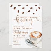 Little Bean Brewing Coffee Baby Shower All In One Einladung (Vorne/Hinten)