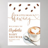Little Bean Brewing Coffee Baby-Shower Begrüßung Poster (Vorne)