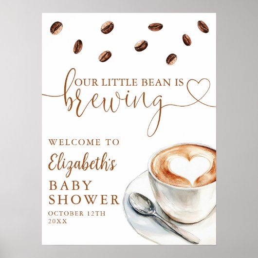 Little Bean Brewing Coffee Baby Shower Welcome Poster (Vorne)