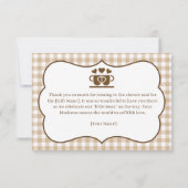 Little Bean Coffee Cup  - Braunes Gingham Dankeskarte (Rückseite)