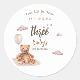 Little Bear Any Age Birthday Runder Aufkleber