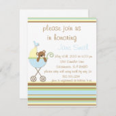 Little Bear Blue Baby Dusche Einladung (Vorne/Hinten)