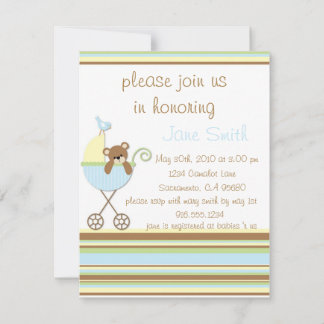 Little Bear Blue Baby Dusche Einladung