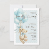 Little Bear Boy Baby Shower Teddy Bear Balloons Einladung (Vorderseite)