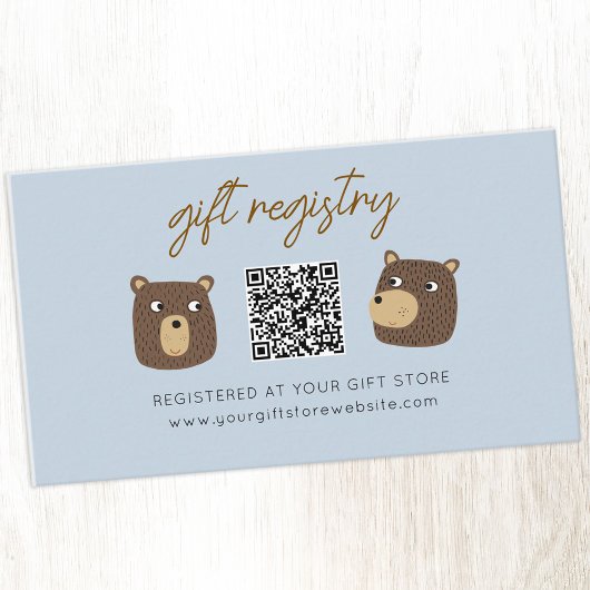 Little Bear Cub Baby Shooting Registry QR Code Begleitkarte