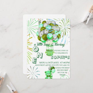 Little Bear First Birthday Invitation with Photo, Einladung