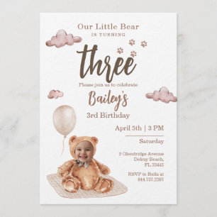Little Bear Geburtstags-Foto-Einladung für jedes A Einladung