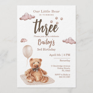 Little Bear Geburtstagseinladung für jedes Alter Einladung