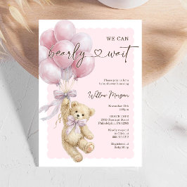 Little Bear Girl Baby Shower Teddy Bear Balloons Einladung