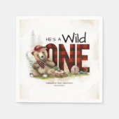 Little Bear Lumberjack Wild One Birthday Serviette (Vorderseite)