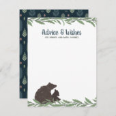 Little Bear Rustic Baby Dusche Wünsche und Hinweiskarte (Vorne/Hinten)