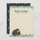 Little Bear Rustic Baby Dusche Wünsche und Hinweiskarte (Vorne/Hinten)