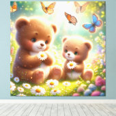 Little Bears Daisies 2 Leinwanddruck (Insitu (Holzboden))