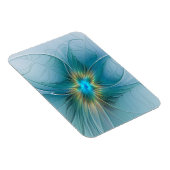 Little Beauty Modern Blue Gold Fractal Art Flower Magnet (Rechte Seite)