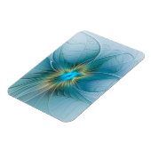 Little Beauty Modern Blue Gold Fractal Art Flower Magnet (Linke Seite)