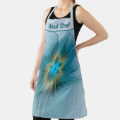 Little Beauty Modern Blue Gold Fractal Art Flower Schürze (InSitu)
