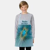 Little Beauty Modern Blue Gold Fractal Art Flower Schürze (Getragen)