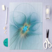 Little Beauty Modern Blue Gold Fractal Art Flower Seidenpapier (Handwerk)