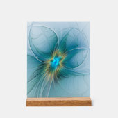 Little Beauty Modern Blue Gold Fraktal Blume Acrylschild (Vorderseite)
