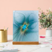 Little Beauty Modern Blue Gold Fraktal Blume Acrylschild (Hochzeit)