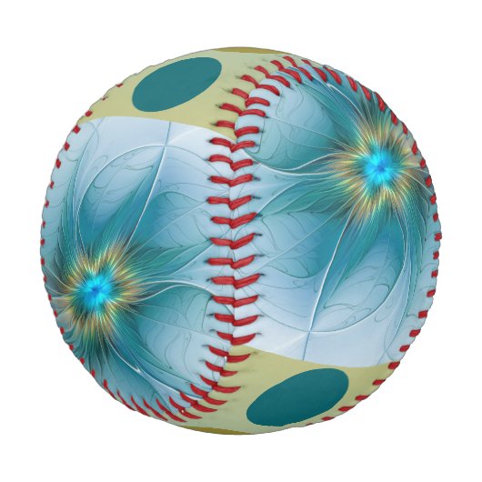 Little Beauty Modern Blue Gold Fraktal Blume Baseball (Schrägansicht)