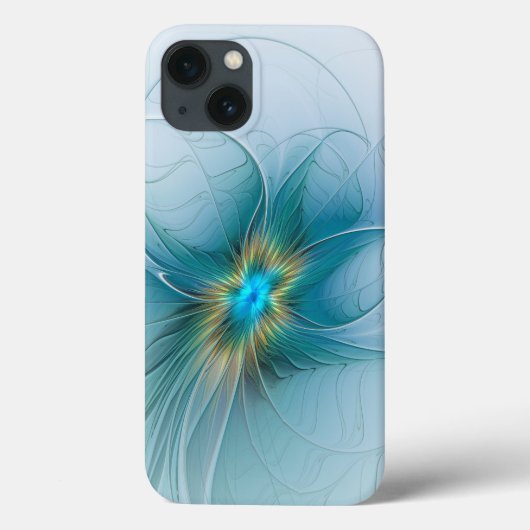 Little Beauty Modern Blue Gold Fraktal Blume Case-Mate iPhone Hülle (Rückseite)