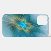 Little Beauty Modern Blue Gold Fraktal Blume Case-Mate iPhone Hülle (Rückseite (Horizontal))