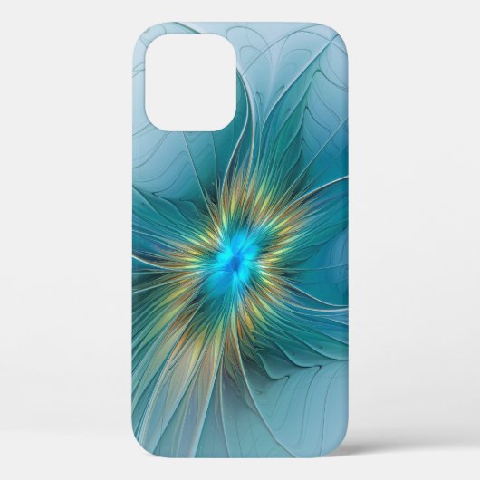 Little Beauty Modern Blue Gold Fraktal Blume Case-Mate iPhone Hülle (Rückseite)