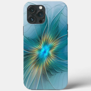 Little Beauty Modern Blue Gold Fraktal Blume Case-Mate iPhone Hülle