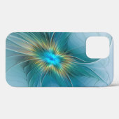 Little Beauty Modern Blue Gold Fraktal Blume Case-Mate iPhone Hülle (Rückseite (Horizontal))