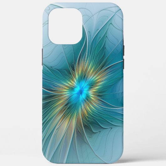 Little Beauty Modern Blue Gold Fraktal Blume Case-Mate iPhone Hülle (Rückseite)