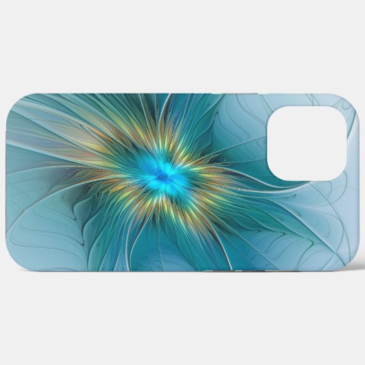 Little Beauty Modern Blue Gold Fraktal Blume Case-Mate iPhone Hülle (Rückseite (Horizontal))