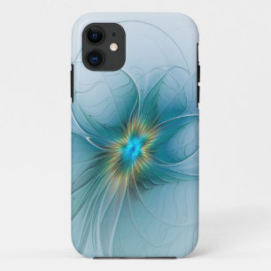 Little Beauty Modern Blue Gold Fraktal Blume Case-Mate iPhone Hülle