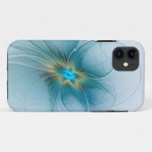 Little Beauty Modern Blue Gold Fraktal Blume Case-Mate iPhone Hülle (Rückseite (Horizontal))