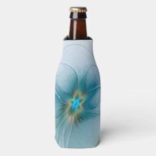 Little Beauty Modern Blue Gold Fraktal Blume Flaschenkühler