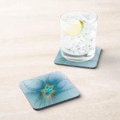 Little Beauty Modern Blue Gold Fraktal Blume Getränkeuntersetzer (Rechte Seite)