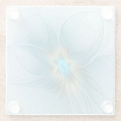 Little Beauty Modern Blue Gold Fraktal Blume Glasuntersetzer (Rückseite)