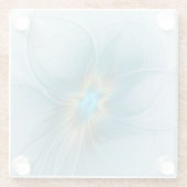 Little Beauty Modern Blue Gold Fraktal Blume Glasuntersetzer (Rückseite)