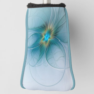 Little Beauty Modern Blue Gold Fraktal Blume Golf Headcover