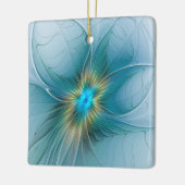 Little Beauty Modern Blue Gold Fraktal Blume Keramikornament (Links)