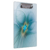 Little Beauty Modern Blue Gold Fraktal Blume Klemmbrett (Rechts)