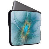 Little Beauty Modern Blue Gold Fraktal Blume Laptopschutzhülle (Vorne Rechts)
