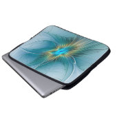 Little Beauty Modern Blue Gold Fraktal Blume Laptopschutzhülle (Vorne Knopf)