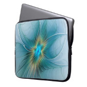 Little Beauty Modern Blue Gold Fraktal Blume Laptopschutzhülle (Vorderseite Links)