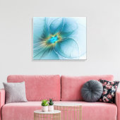 Little Beauty Modern Blue Gold Fraktal Blume Leinwanddruck (Insitu (Wohnzimmer))
