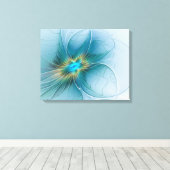 Little Beauty Modern Blue Gold Fraktal Blume Leinwanddruck (Insitu (Holzboden))