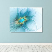 Little Beauty Modern Blue Gold Fraktal Blume Leinwanddruck (Insitu (Holzboden))