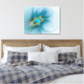 Little Beauty Modern Blue Gold Fraktal Blume Leinwanddruck (Insitu (Schlafzimmer))