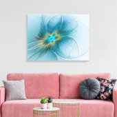 Little Beauty Modern Blue Gold Fraktal Blume Leinwanddruck (Insitu (Wohnzimmer))