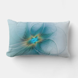 Little Beauty Modern Blue Gold Fraktal Blume Lendenkissen
